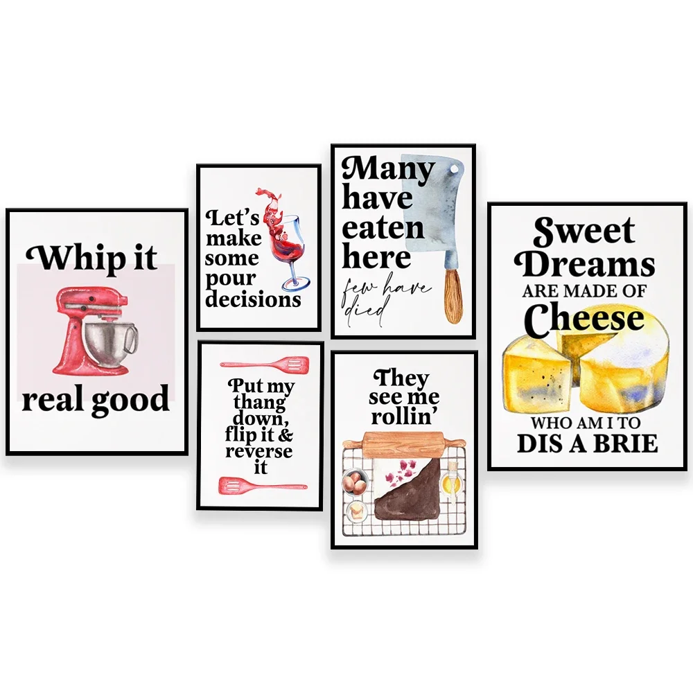 Funny Baking Quotes Posters, Food Puns Quotes, Funny Vodka, Wine Obsessed Prints, Sushi Wine Cheese Wall Art, Funny Kitchen Rap