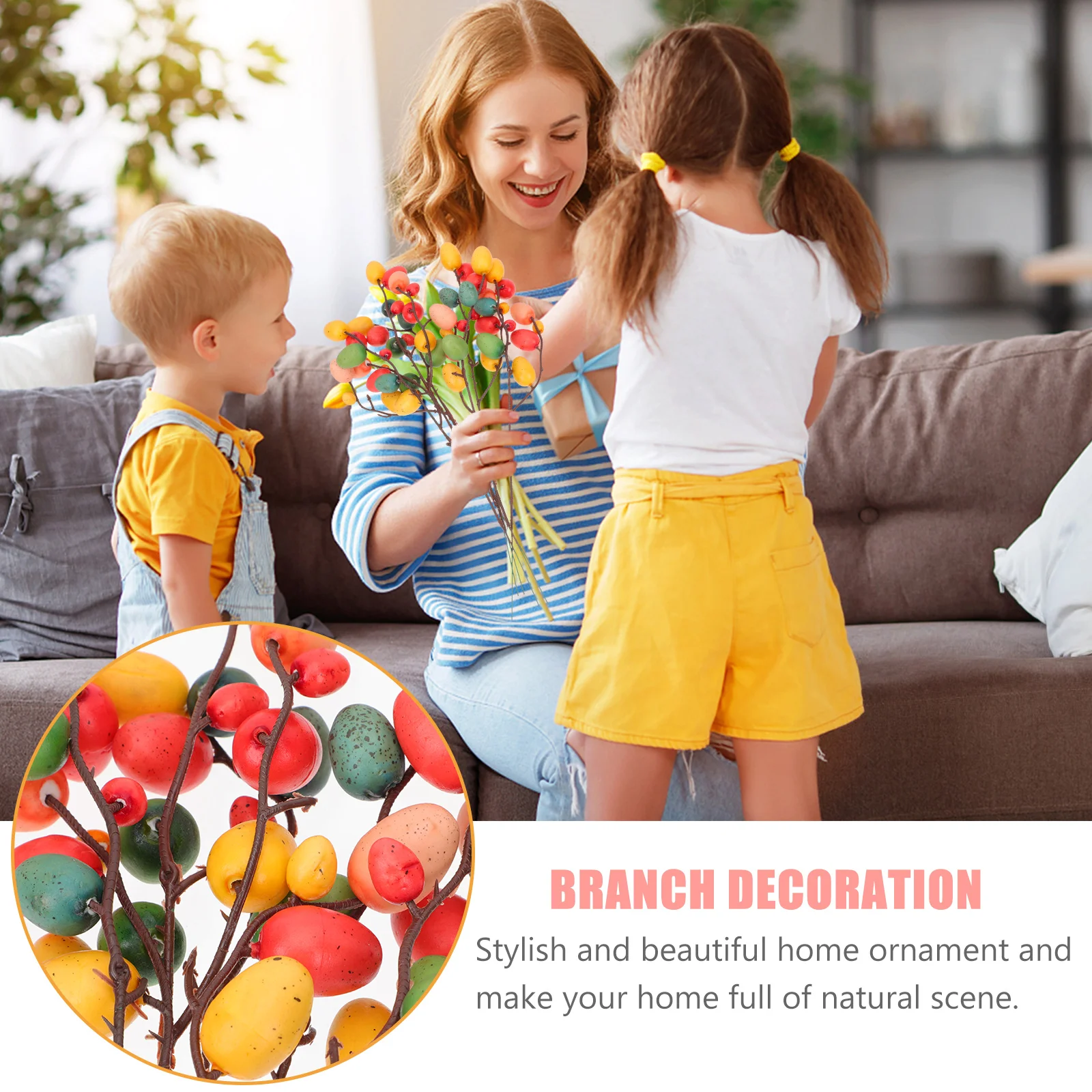 

6Pcs Easter Egg Decoration Colorful Artificial Branch Home Festival Props Party Supplies Easter Egg Ornament Party Supplies