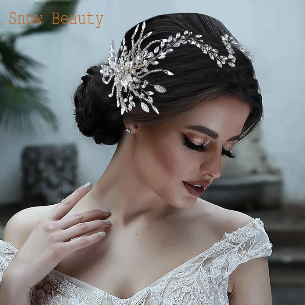 

DZ045 Wedding Hair Combs Rhinestone Headpiece Bridal Hair Pins Party Headpiece Silver Color Bride Hair Accessories Women Tiara