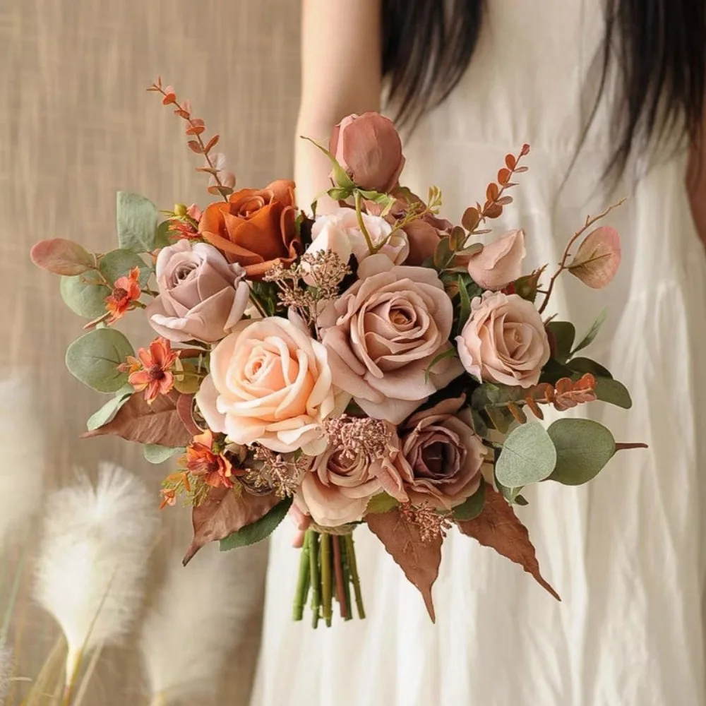 Dried Flowers,Bridal Bouquet Fall Wedding Flowers Boho Bouquet Rust Terracotta Pink,Dried Flowers