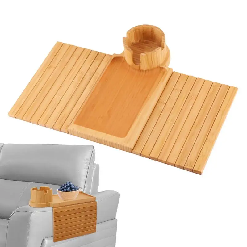 

Деревянный подлокотник для дивана, поднос для дивана, складные деревянные приставные столики с держателем для телефона на подлокотнике, зажим для дивана, поднос, стол