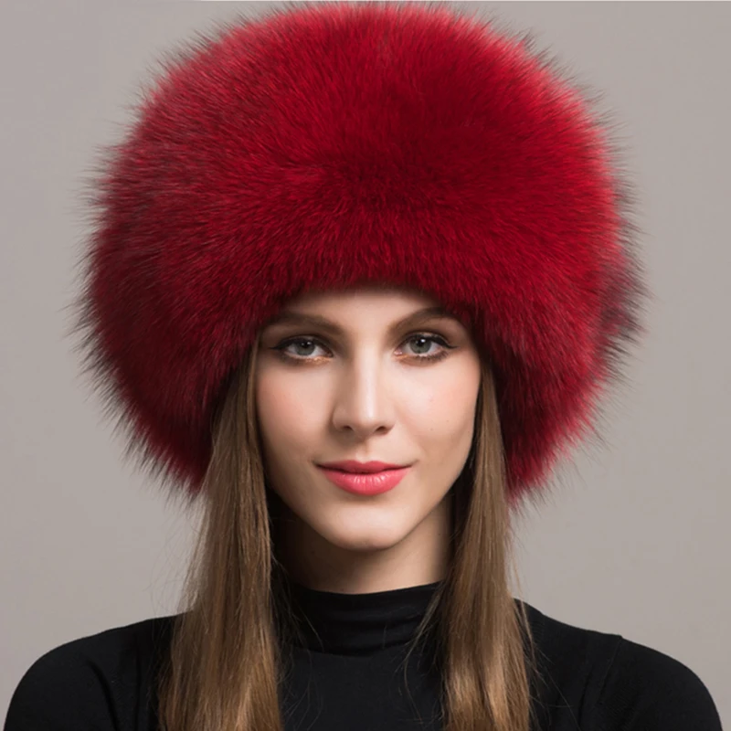 Fashion New Style Luxury Winter Russian Natural Real Fox Fur Hat 2024 Women Warm Good Quality 100% Genuine Real Fox Fur Cap