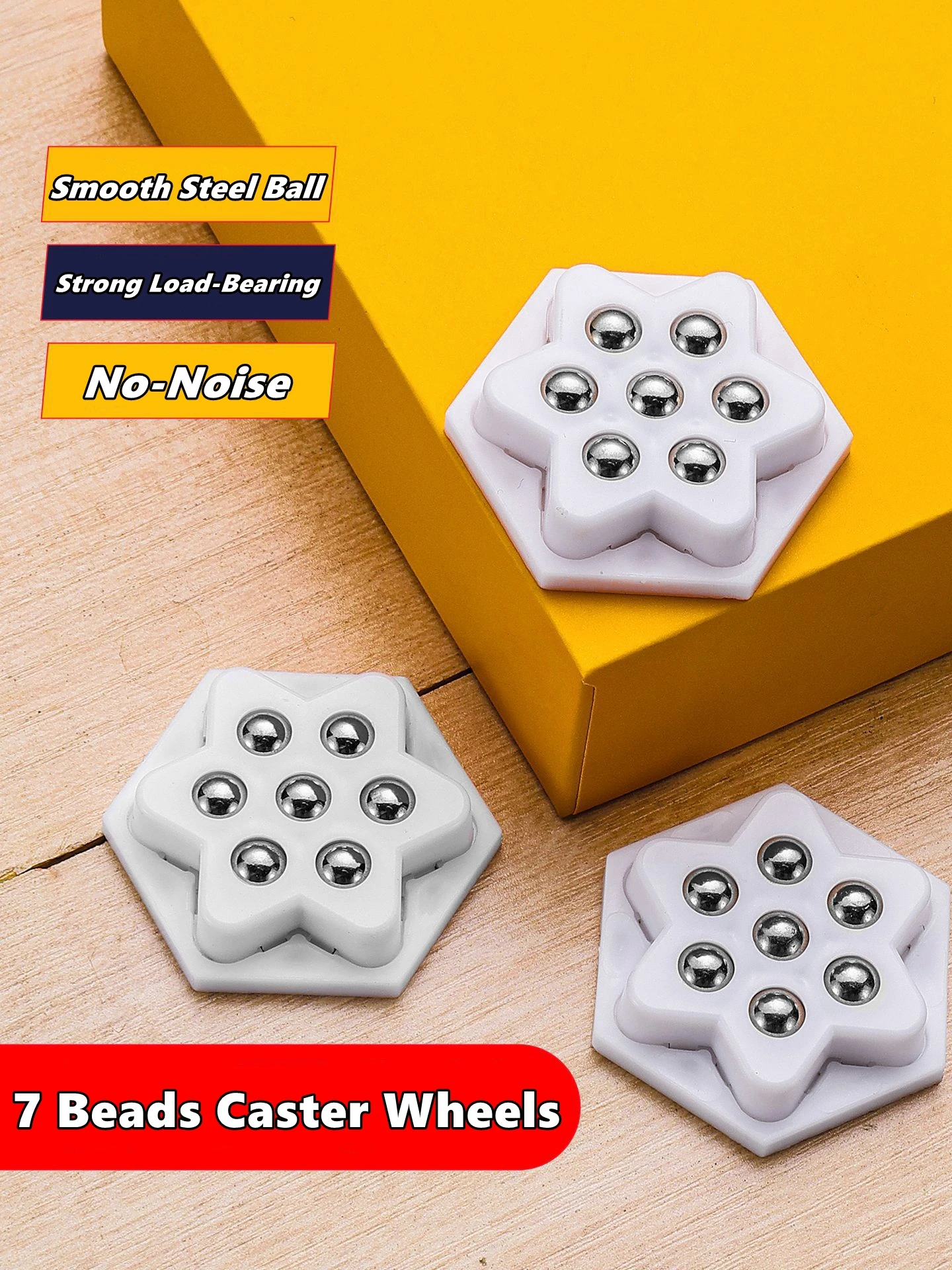 4 Stück 7 Perlen selbstklebende Lenkrollen super tragend Universal 360 °   Rotierende Räder für Aufbewahrungsboxen für Haushaltsgeräte