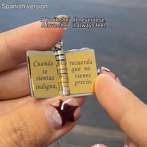 Engraved Spanish Mi Pequeña Estrella Necklace Stainless Steel Open My Little Star Book Necklace for Daughter Necklace