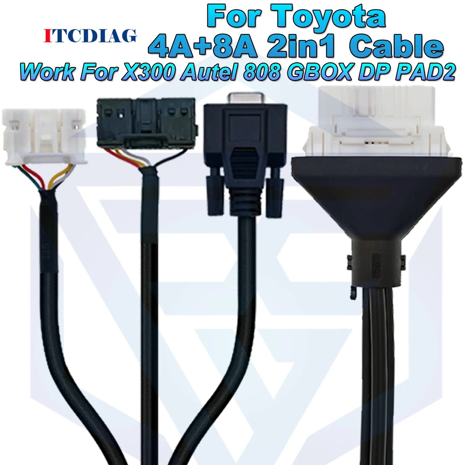 4A And 8A 4A+8A For Toyota 2in1 Auto Smart Card Without Pass Word Wire Harness OBD Cable For OBDSTAR X300 Autel 808 GBOX DP PAD2