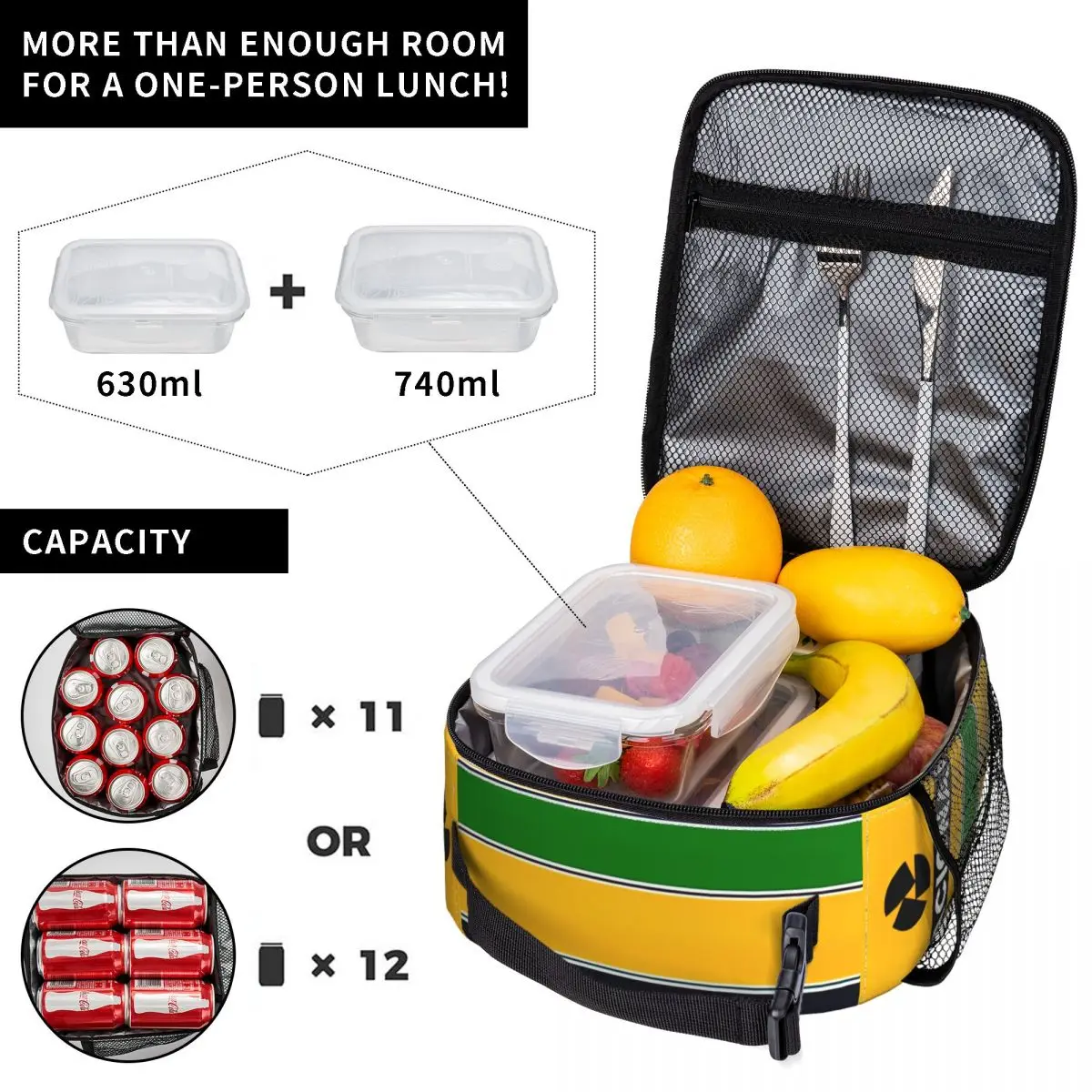 Ayrton Senna Racing Lunch Bag Isolado, Capacete, Food Bag, À prova de vazamento, Refrigerador térmico, Lancheiras para Piquenique