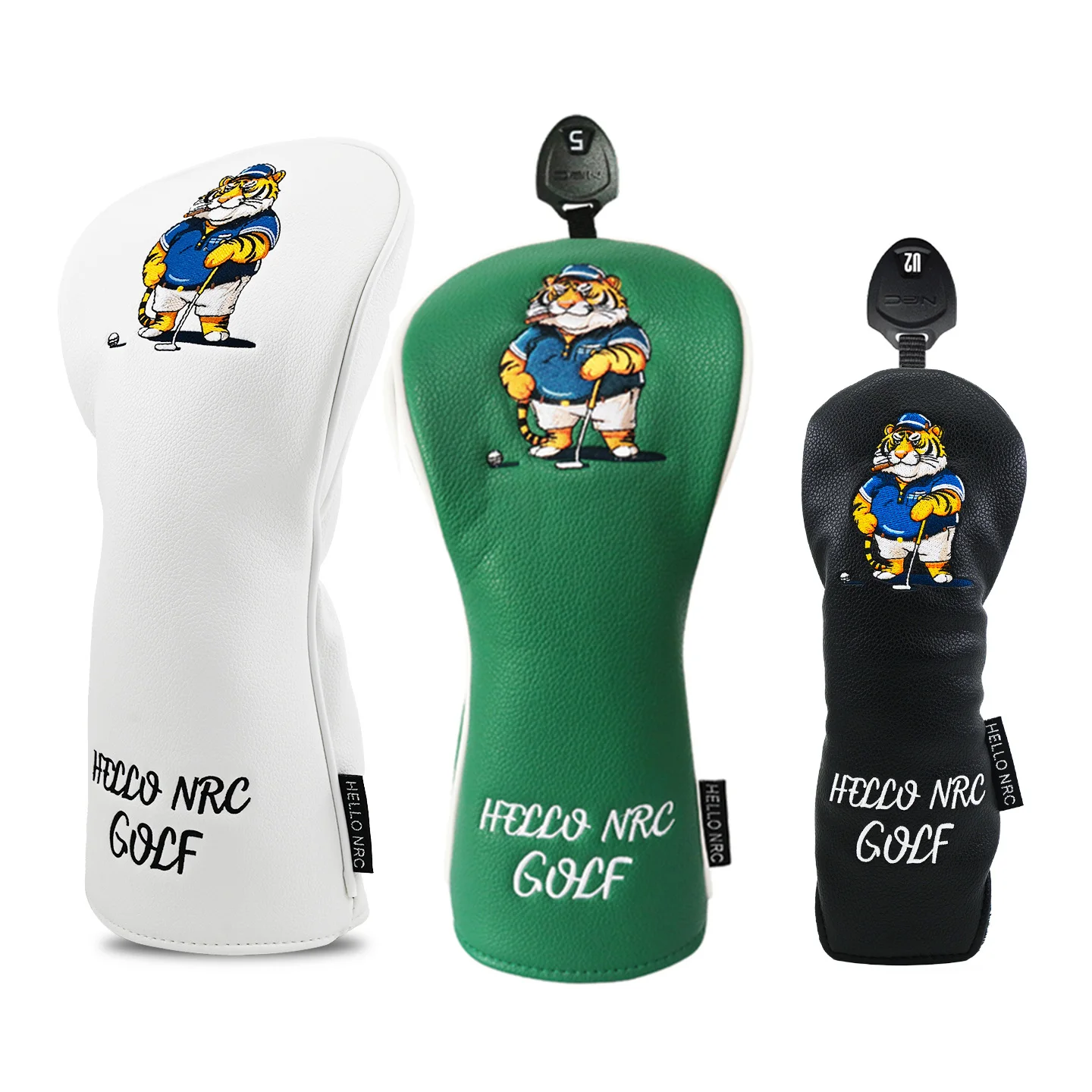 Golf Wood Cover PU Material For Driver Fairway Hybrid Waterproof Protector Cover Tiger Golf Headcovers Soft Durable Club Covers