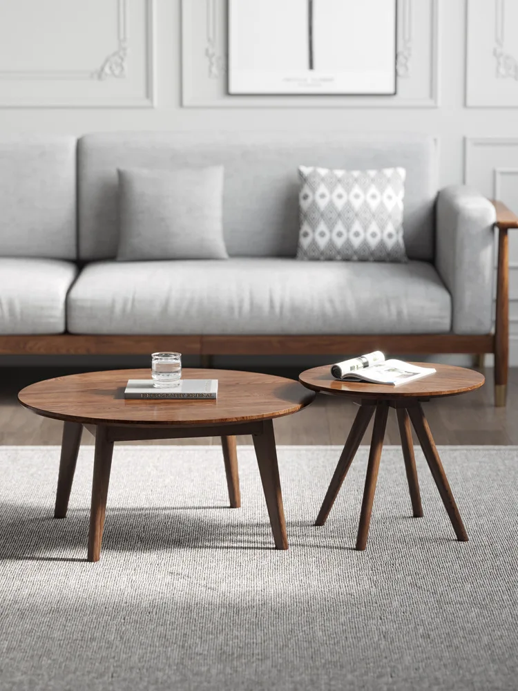 Tavolino da tè nordico personalizzabile in legno massello soggiorno domestico piccolo appartamento combinazione semplice tavolino da tè rotondo