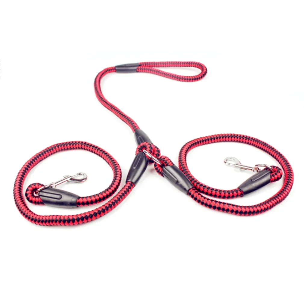 New Strong Nylon Ribbon Double Dog Leash One Drag Braided Tangle For Walking Training Adjustable Size Pet Safety Traction Rope