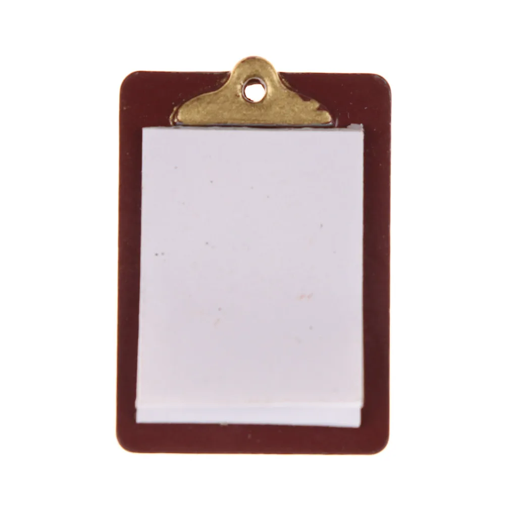 Mini Dollhouse Miniature Accessories Alloy Clipboard with Real Paper Attached for 1:6 or 1:12 dollhouse