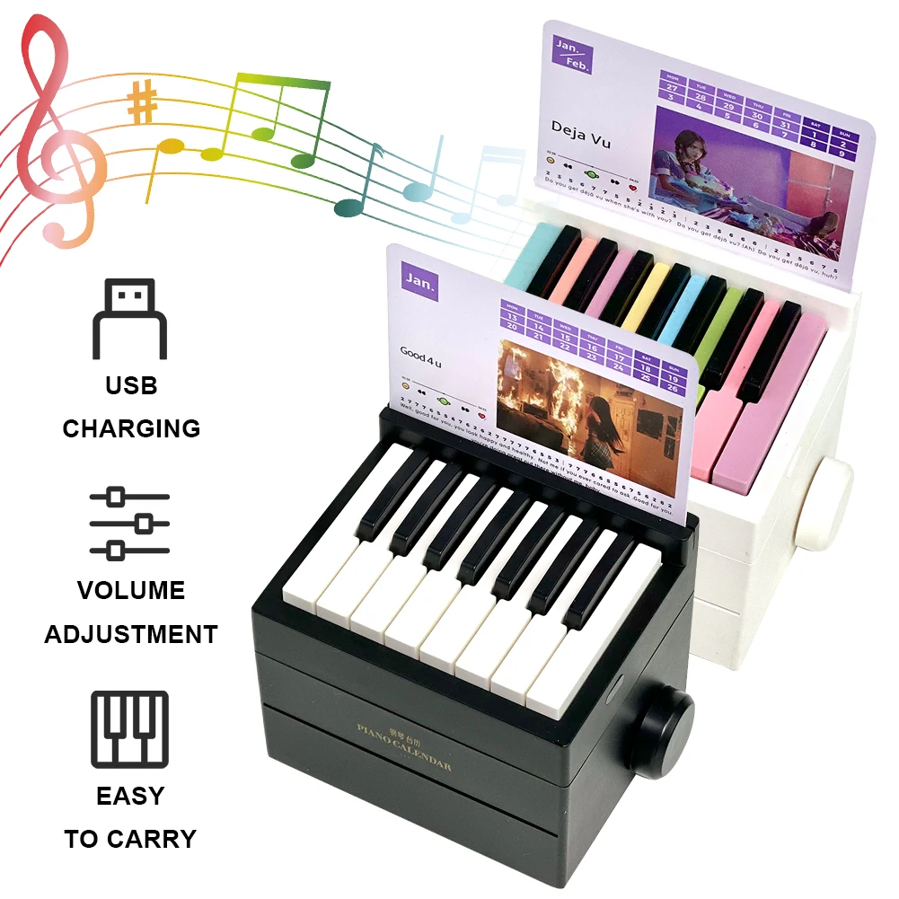 2025 Olivia Piano Calendar 15 Keys Piano Calendar Aesthetic 3D Calendar Piano Playable USB Charging Music Sheets Toy Fans Gift