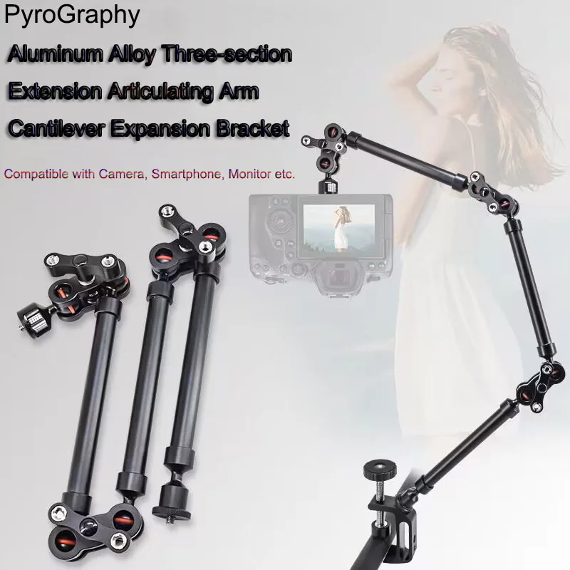 

PyroGraphy Three-section Extension Articulating Arm OverheadCantilever ExpansionBracket Compatible withCamera Smartphone Monitor