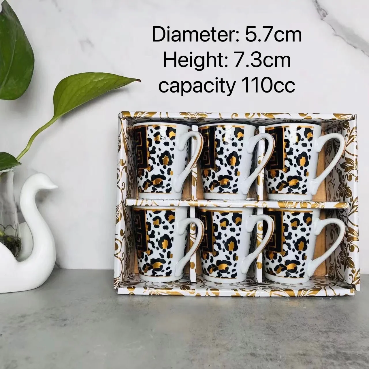 

# Wholesale 110ml Porcelain Water Cup Platinum Pattern Making Ceramic Porcelain Teacup #