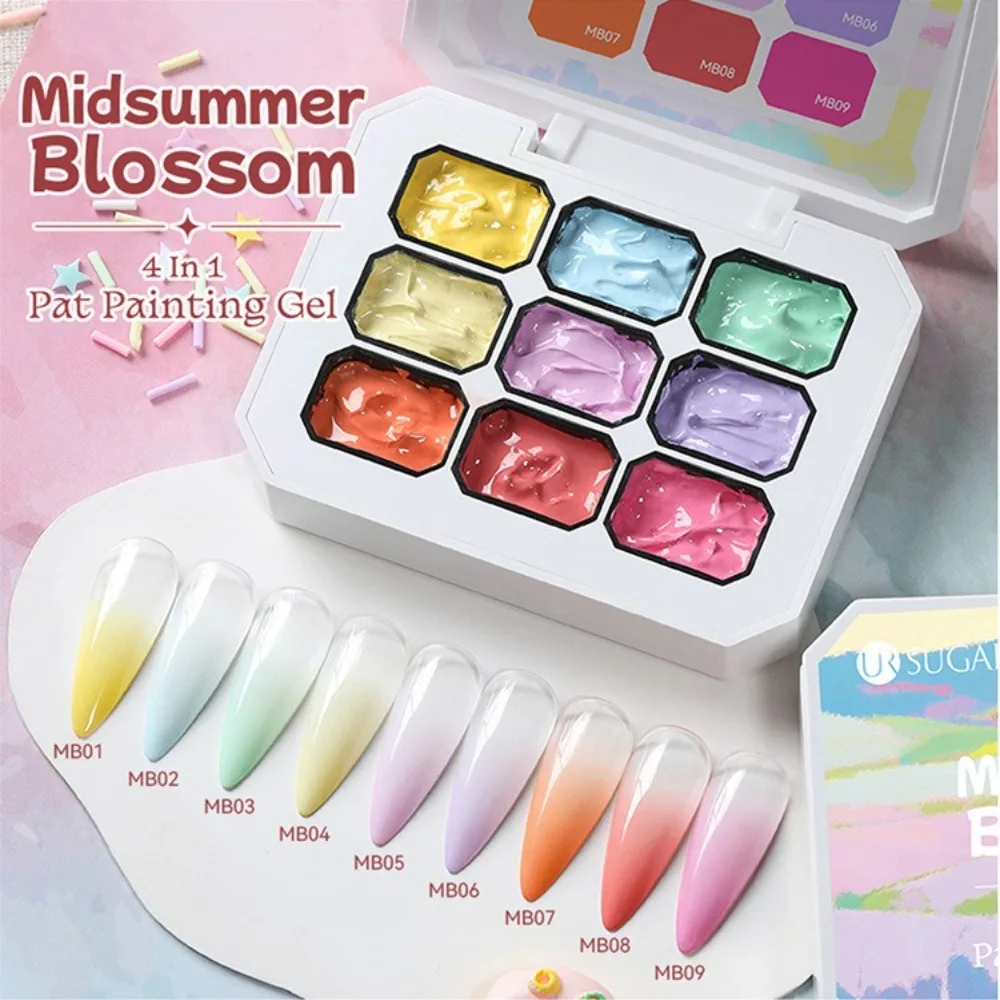 

4-In-1 Pat Painting Gel Polish Gradient 9 Colors Nail Art Painting Gel Candy Oil Painting Nail DIY Mixing Palette Nail Art