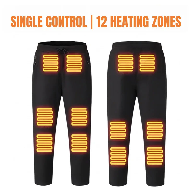 Smart Heating Pants for Men and Women, USB Charging Heated Pants with Single Control, 12 Zones, Three-Level Temperature Control, Thermal Pants for Winter Outdoor Cold Protection, Washable Long Pants