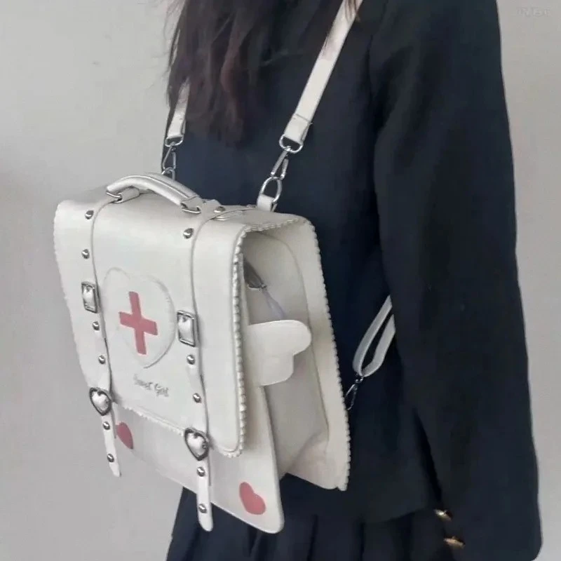 Cute Lolita Japanese Style Backpack for Young Girls Kawaii Uniform School Bag Small Travel Bag Wings Daypack Women Ita Purse