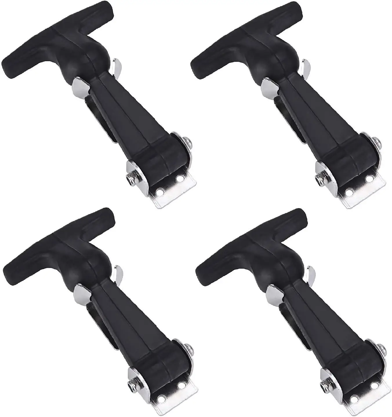 

4 Pack Rubber Flexible T-Handle Draw Latches with Brackets for Hoods Engine Covers Battery Boxes