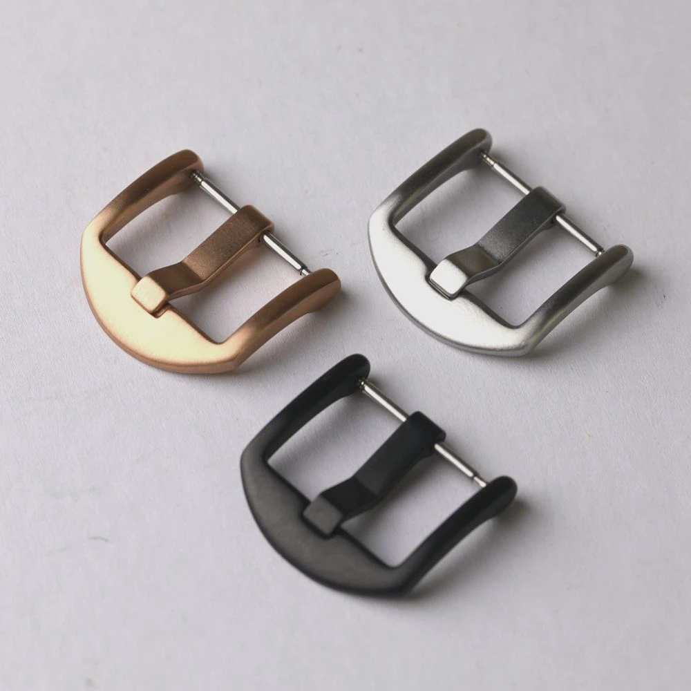 316 stainless steel buckle, 18 20 22 24 26mm silver black rose gold brushed matte buckle, genuine leather strap buckle