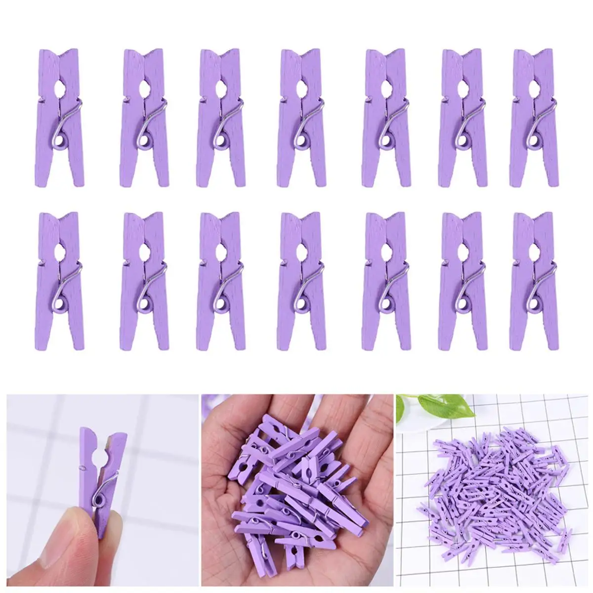 100 Pcs Mini Wooden Clothespins Heavy Duty Natural Wood Craft Clips Photo Paper Clothing Holiday Decorations Home Use Utility