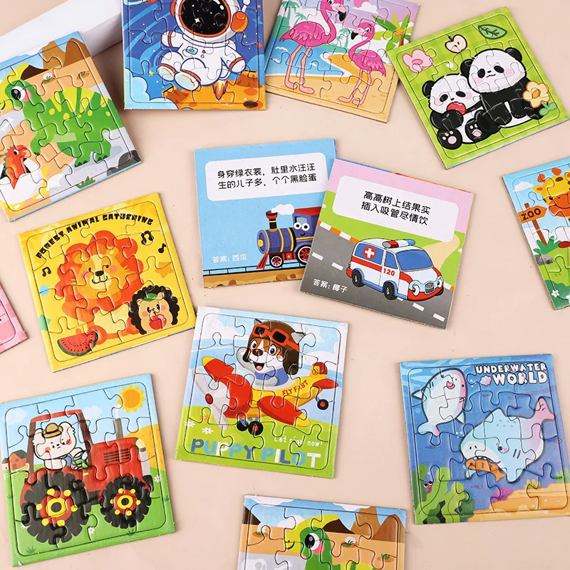 15/30 Stücke Mini Cartoon Tier Papier Puzzles Lernspielzeug Kinder Geburtstag Party Favors Geschenk Schule Belohnungen Pinata Füllstoffe – Detail 7