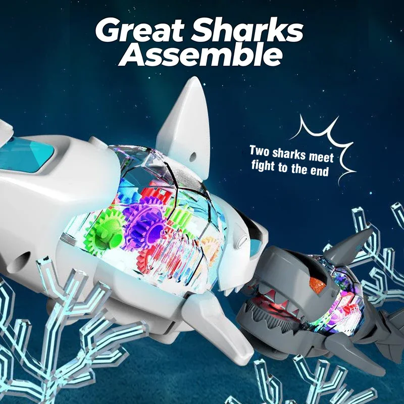 Electric Shark Swivel Swing Walking Moveable Shark with Sound and Light Realistic Animal Interactive Toy Kid Birthday Gifts