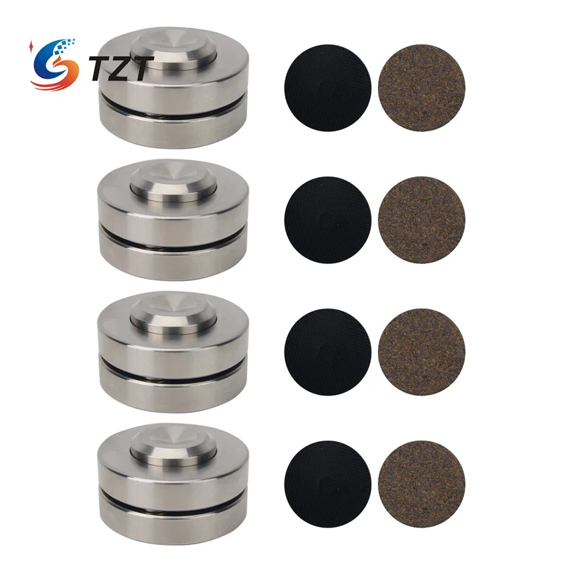 

TZT 4pcs 45mm/1.8" Stainless Steel Speaker Feet Pads with 304 Stainless Steel Balls and Anti-slip Pads