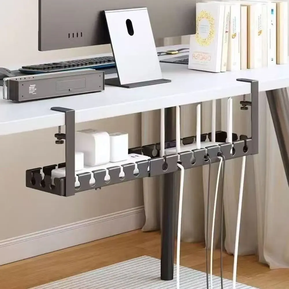 Extendable Under Desk Cable Management Tray Sturdy Space Saving Cable Tray Wire Organizer No Drilling Power Strip Cord Holder