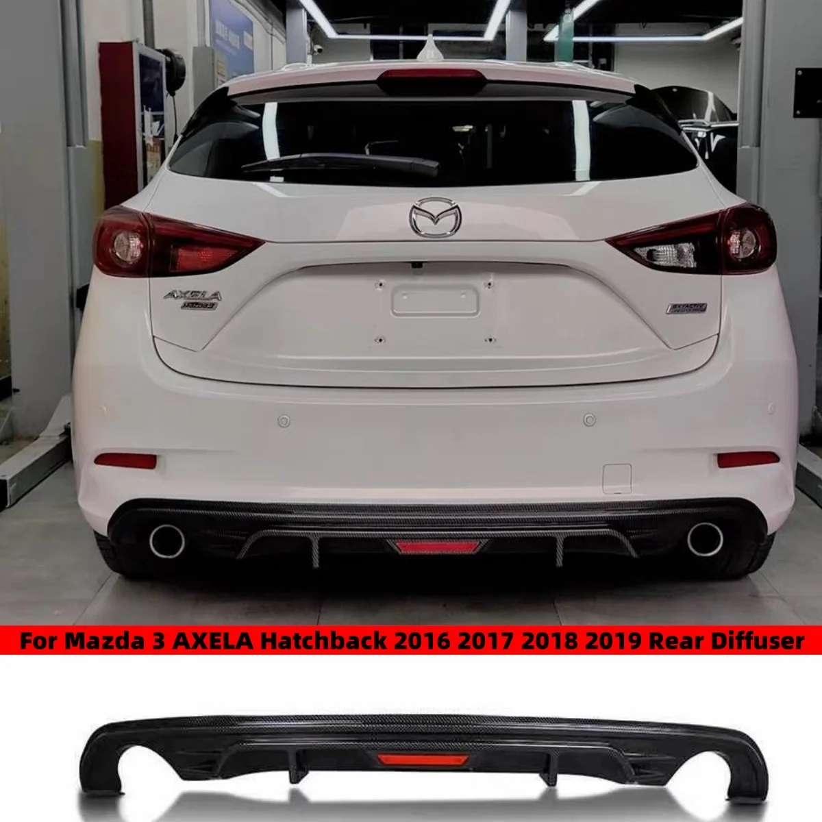 

For Mazda 3 AXELA Hatchback 2016 2017 2018 2019 Plastic Sliver Rear Diffuser Bumper Guard Protector Skid Plate Bumper Cover Trim