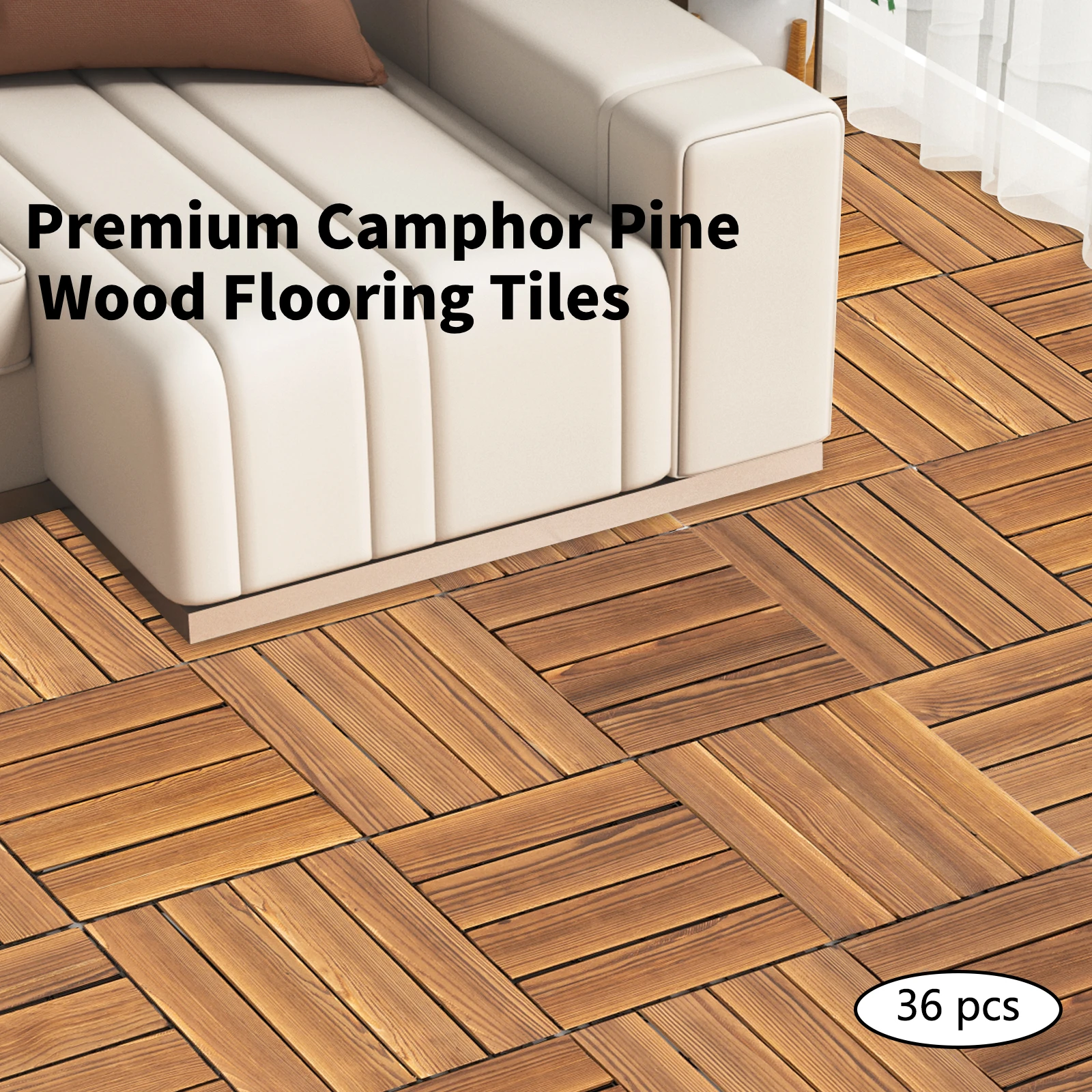 

High-Quality Anti-Mold & Waterproof 36Pcs Wood Flooring Tiles, 6613lbs Load Capacity,Snap Assembly, Easy Clean Drainage