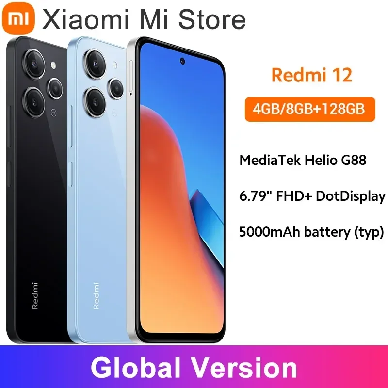 Global Version Xiaomi Redmi 12 MTK Helio G88 18W Charging 5000mAh Battery 90Hz Display 50MP AI Triple Camera IP53