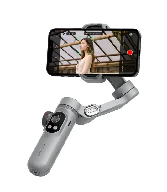 POSK Smart X Pro Smartphone Gimbal 3-Axis Handheld Stabilizer with Fill Light for Cell Phone iPhone Video Vlog Recording