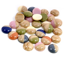 40pcs 12mm Wood Mix Colors Wood grain Shiny imitation leather Style Flat back Resin Cabochons Fit 12mm Cameo Base Button