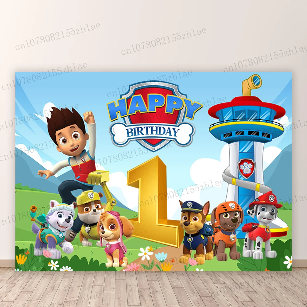 Paw Patrol Birthday Party Photo Background From 1st to 9th birthday Photo Backdrop Baby Shower Photography Backdrop