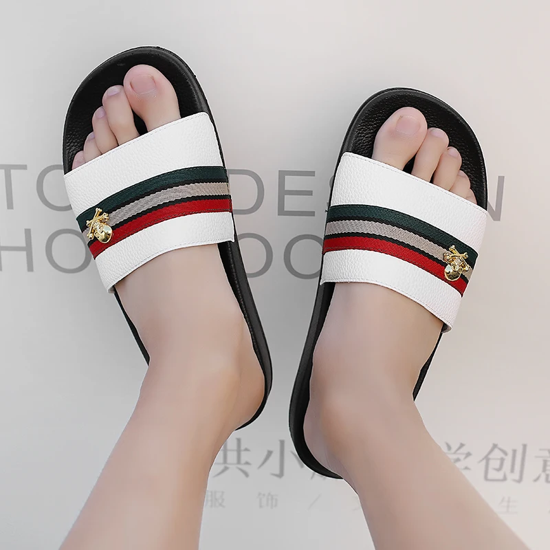 Men Women Slippers Shoes Fashion Leather Summer Footwear Women's Flip Flops Men Flat Woman Sandals Mules Shoes for Men