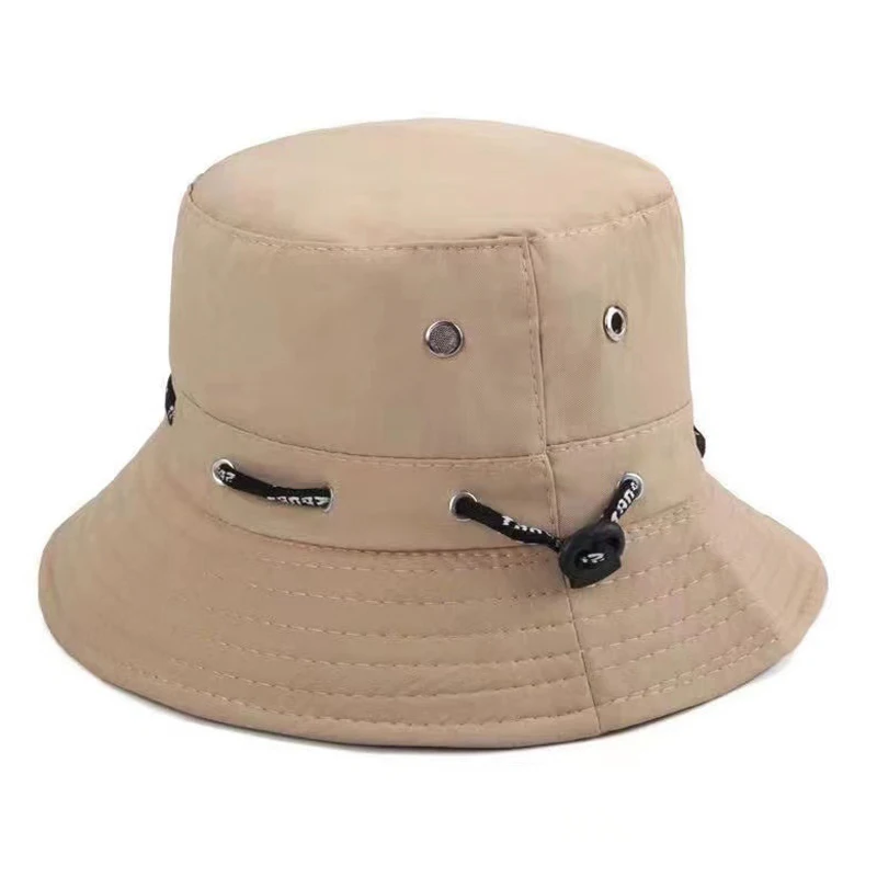 Solid Color Bucket Hats Women Men Foldable Cotton Basin Hat Air Hole Stringing Fisherman Caps Outdoor Travel Fishing Panama Caps