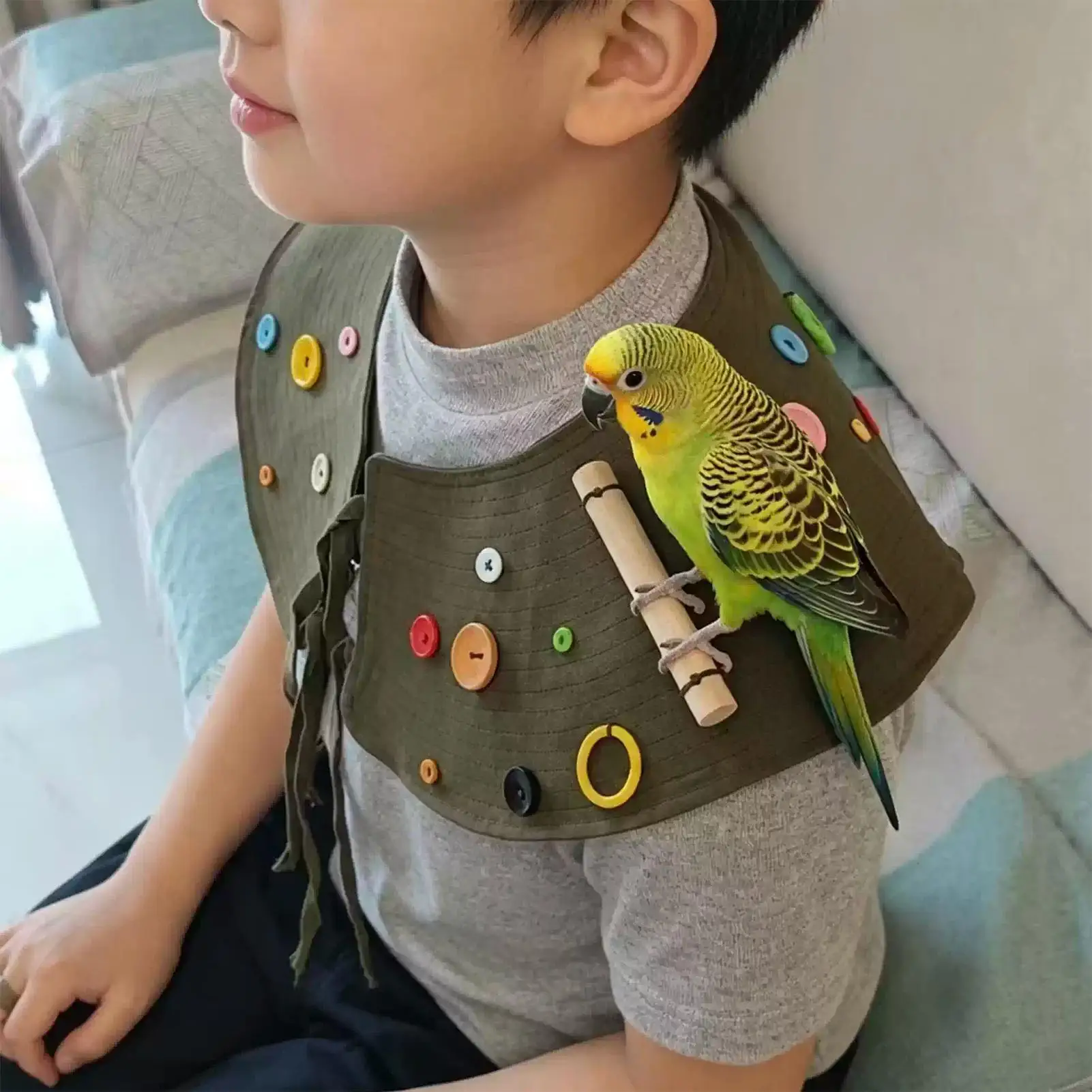 Bird Shoulder Protector Anti-Scratch Anti-Bite Interactive Cape Guard Adjustable Training Anklet Parrot Conure Macaw Perch Stand