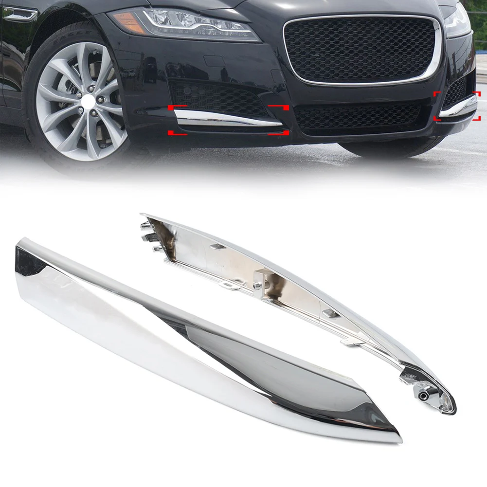 

Chrome Car Front Bumper Fog Light Grille Insert Molding Strip Trim Support Plate For Jaguar XF 2016 2017 2018 2019 2020