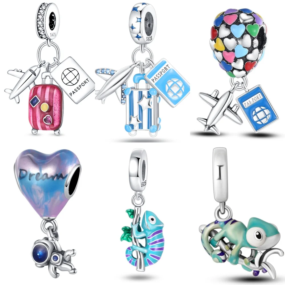 Hot 925 Sterling Silver Aircraft Travel Series Charms Beads Fit Original Fine Bracelets S925 DIY Jewelry Gifts Accessory