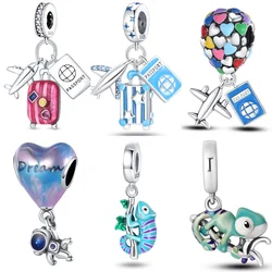 Hot 925 Sterling Silver Aircraft Travel Series Charms Beads Fit Original Fine Bracelets S925 DIY Jewelry Gifts Accessory