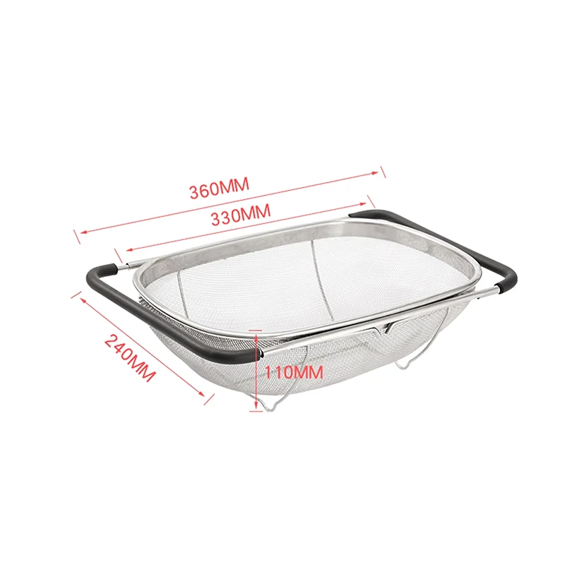 Kitchen Supply Colander Drain Over The Sink Deep Well Oval Stainless Steel Colander Fine Mesh Extendable Handle Foldable Storage