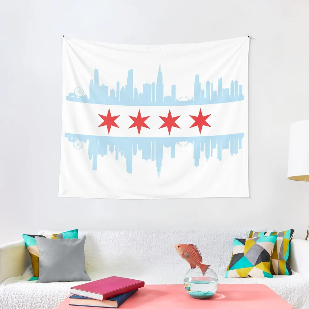 Chicago Skyline Flag Tapestry Wall Tapestries Bedrooms Decor Tapestry