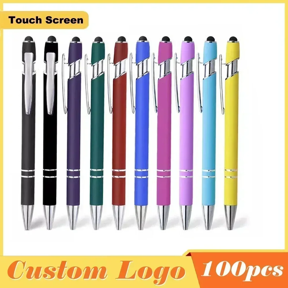 100 Pcs Light - Metal Capacitive Elite Touch Screen Stylus Ballpoint Pen Writing Stationery Office Gifts Free custom Logo