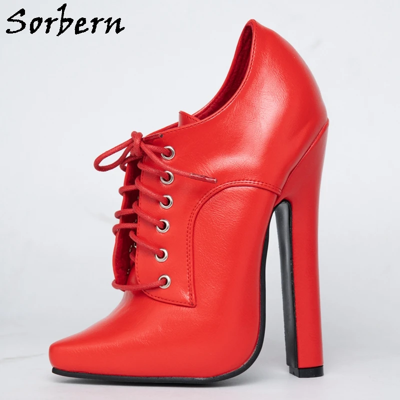 

Sorbern Unisex Style Women Pump Shoes Lace Up Pointed Toe Block High Heel Shoes Chunky Heeled Multi Colors