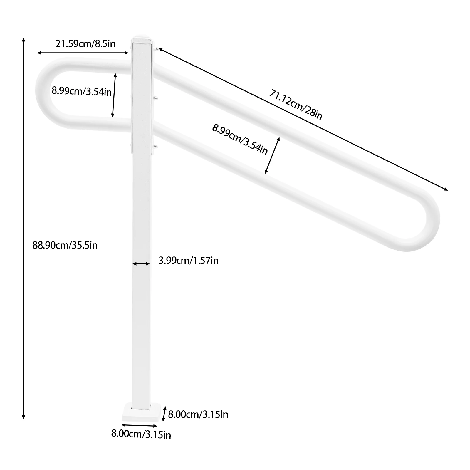 Corrimano per gradini da esterno/montati al pavimento in ferro moderno bianco, corrimano di sicurezza, ringhiera per scale in metallo