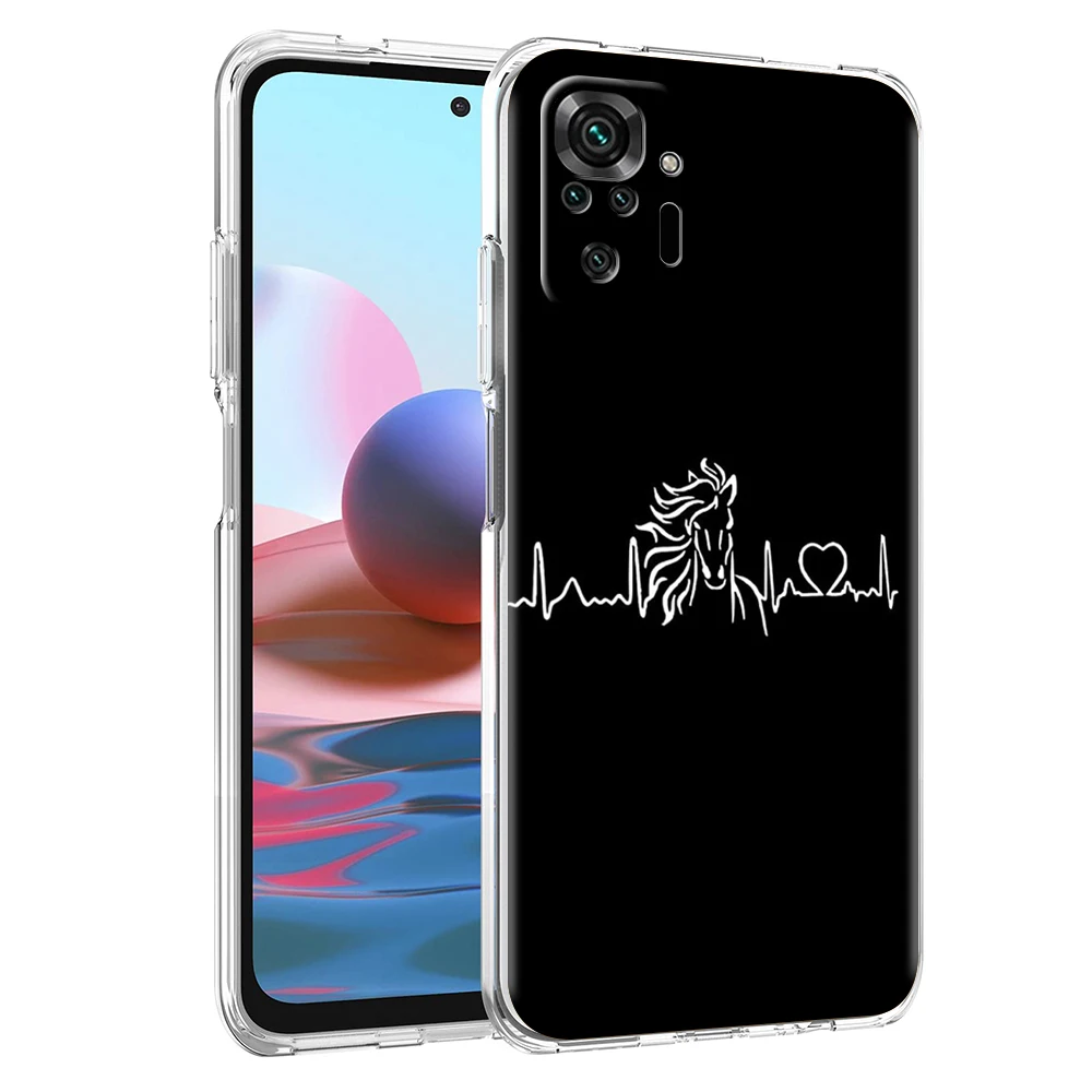 Horse Pony Horse Heartbeat Phone Case for Xiaomi Redmi K40 Gaming 8 8A 9 9T 9A 9C 10 Note 8 8T 9 9S 10 11 Pro Transparent Shell