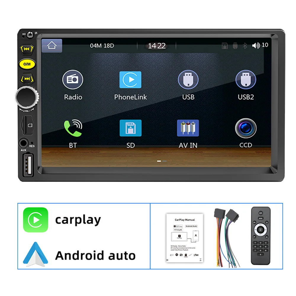 Xdcradio 7 inch Car Radio CarPlay Android Auto Stereo RDS USB AUX HD Touch Screen Mirror Link Reverse Image Car MP5 Player