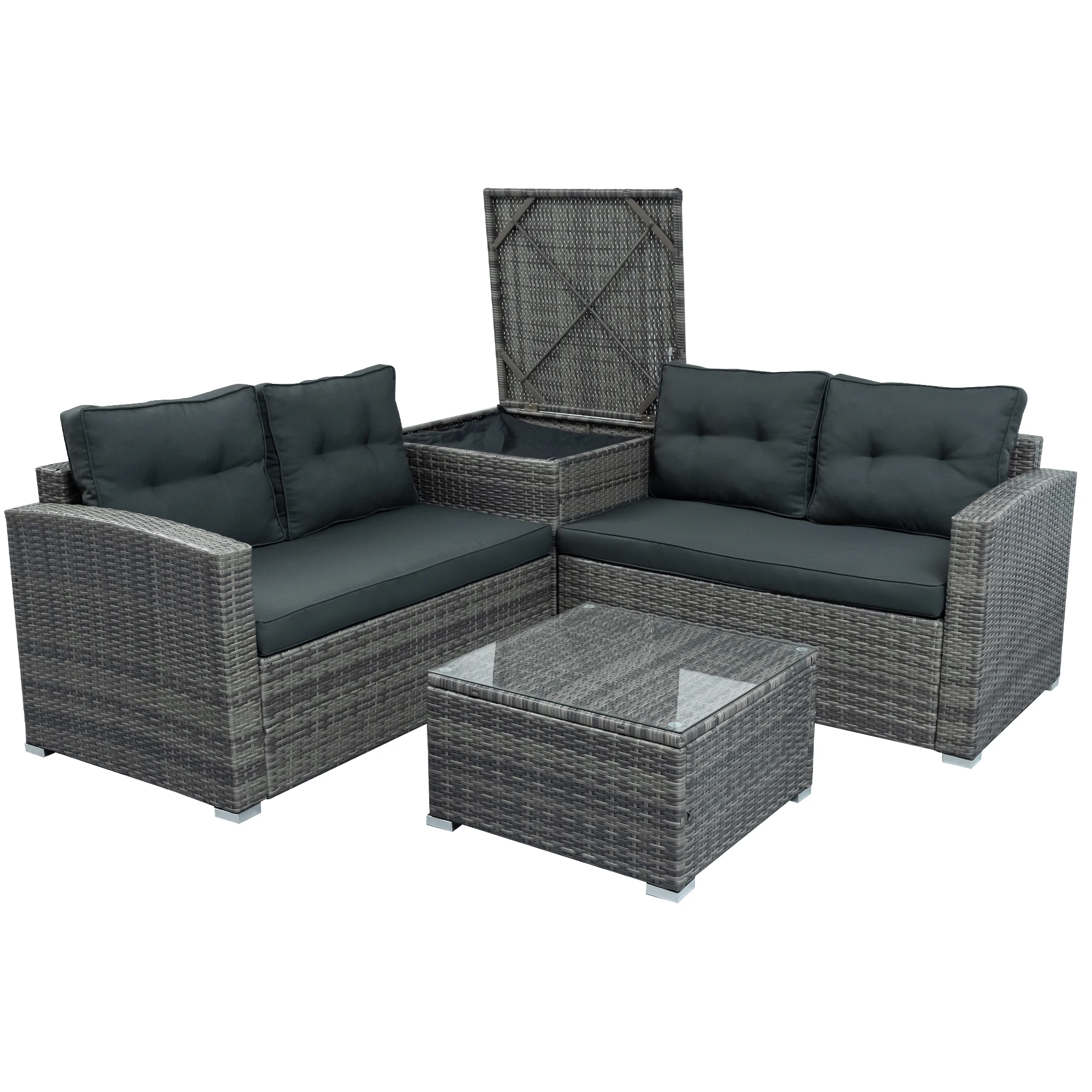 Outdoor Möbel Sofa Set mit Großen Speicher Box für Pool Hinterhof Rasen