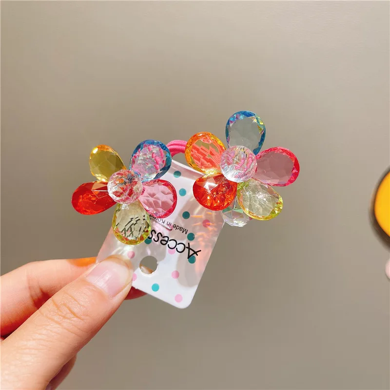 

Детские аксессуары для волос: яркие резинки с цветами, двойные резинки для хвоста, синие, забавные, милые, кавайные резинки для девочек