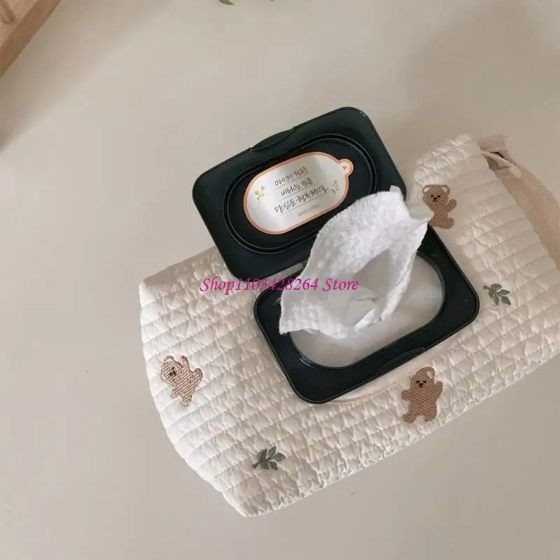 

Bear Baby Strollers Wet Wipes Case Organisers Bag Reliable Top Tissue Storage Solution for Busy Parent G2TD