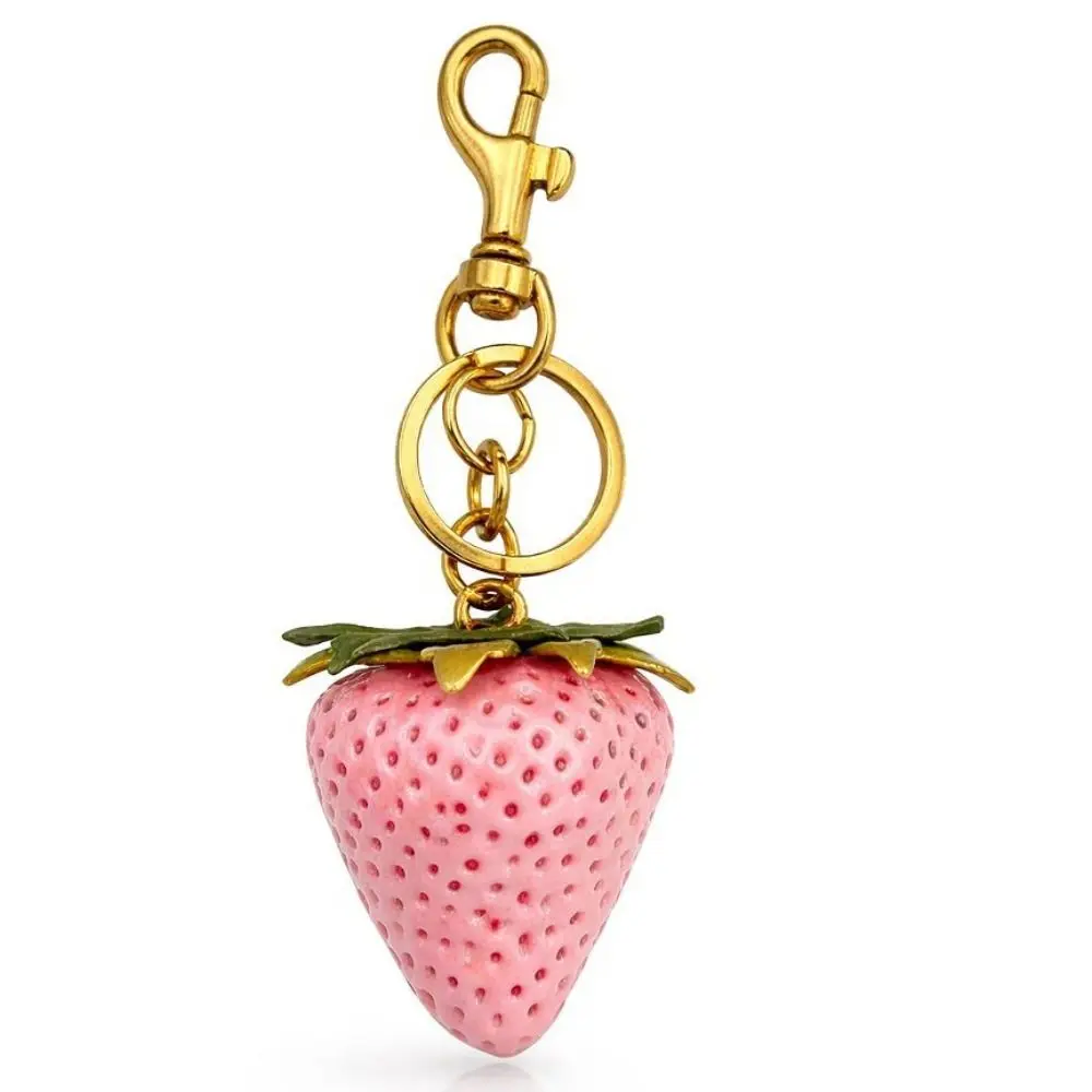 Funny Elegant Strawberry Keychain DIY Alloy Fruit Bag Charm Metal Handmade Bag Pendant Key Ring